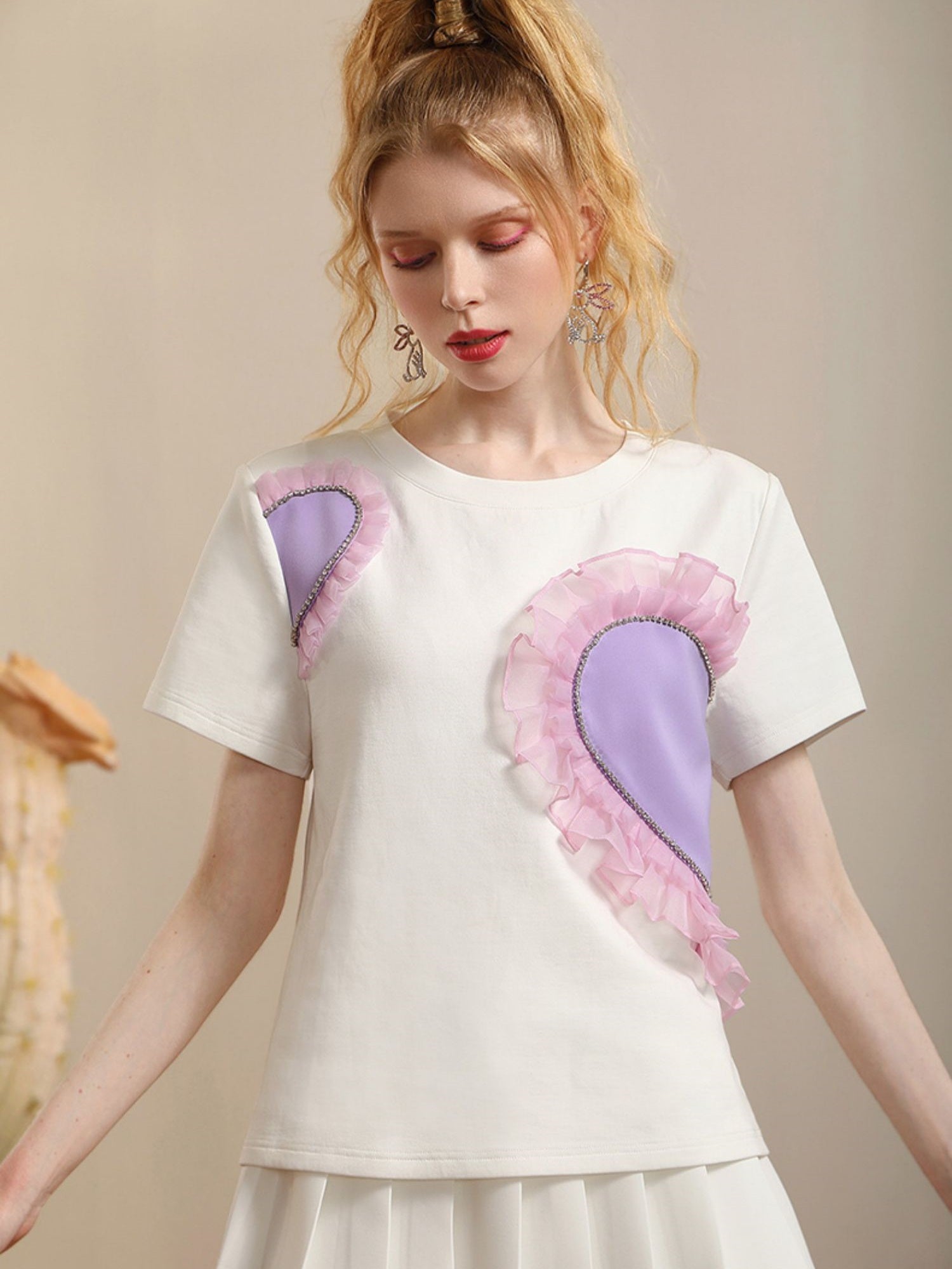 Girly Spitzenrumpfschicht Sute Retro T-Shirt & Rock