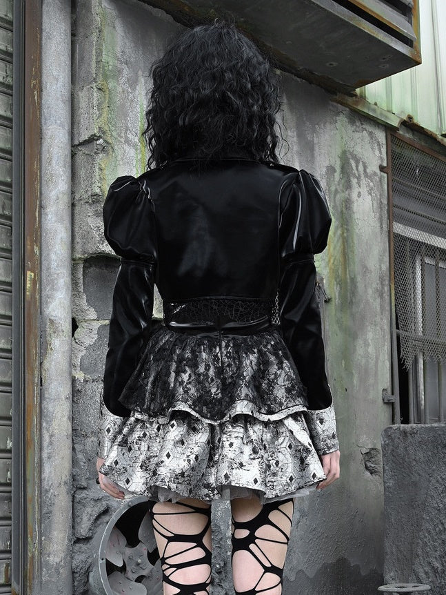 고딕 파워 샤이더 가죽 자르기 재킷