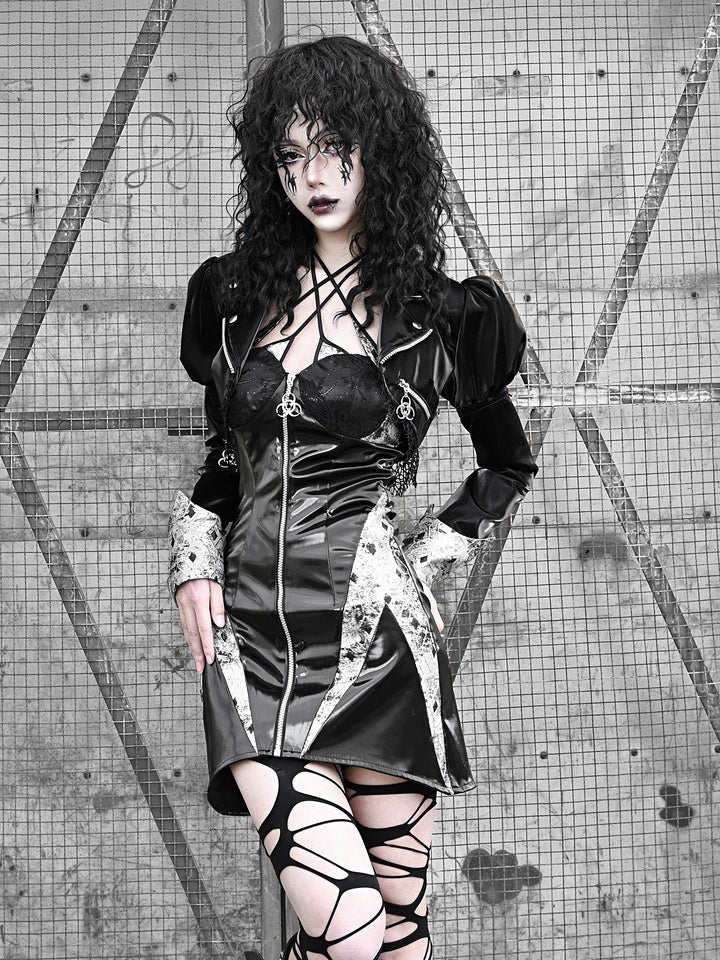 고딕 파워 샤이더 가죽 자르기 재킷