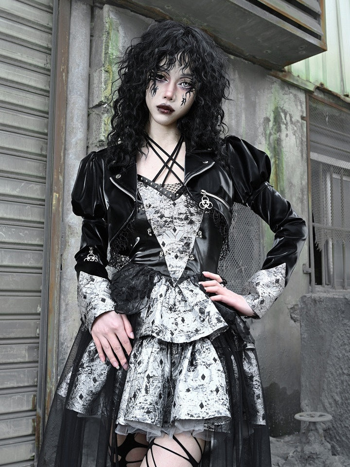 고딕 파워 샤이더 가죽 자르기 재킷