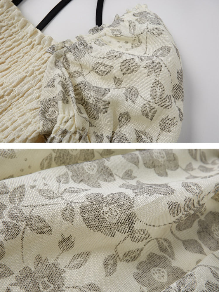 Ballon Flower Princess Pouffing-Sheeves rassemble une seule pièce rétro