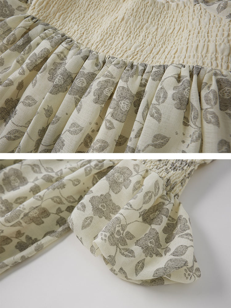 Ballon Flower Princess Pouffing-Sheeves rassemble une seule pièce rétro