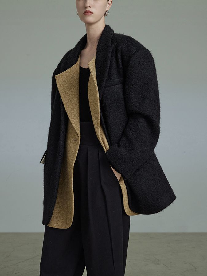 Rayered Mature Classy Middle Wool Coat