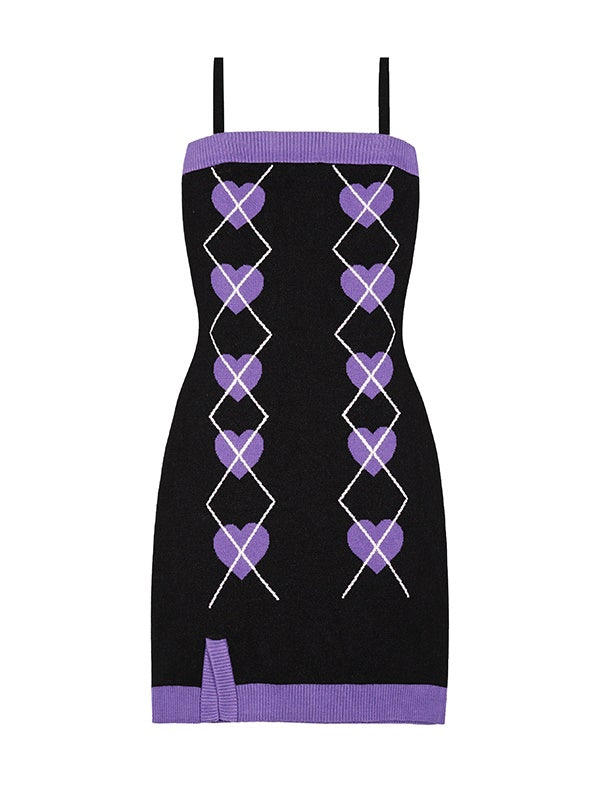 Knit Heart Cardigan & One-Piece Set-UP