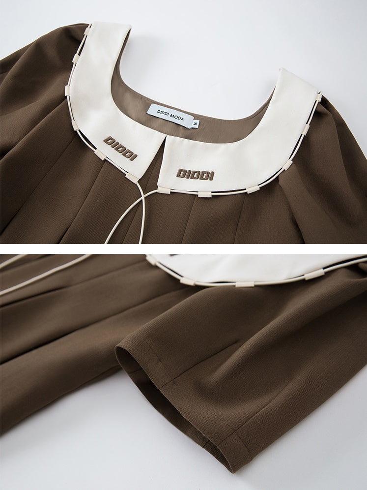 Girly Checked College PLEATS FLARE ONE-PIECE