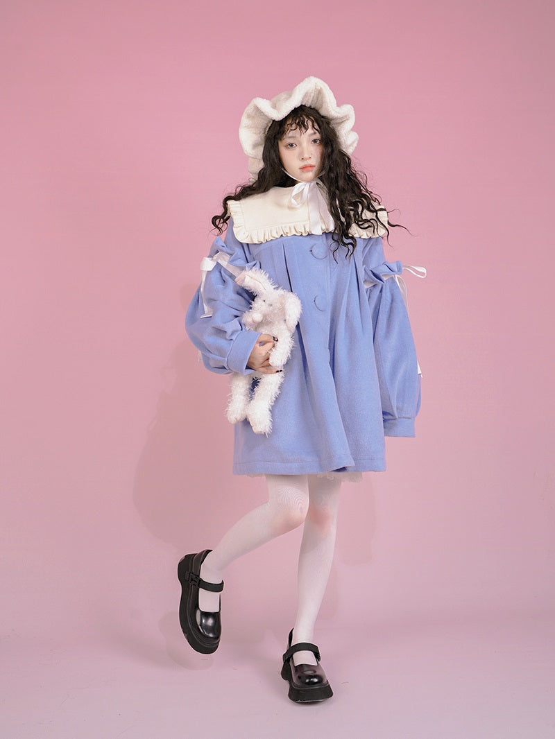 Ribbon niedliche girly Spitzenkragenmantel