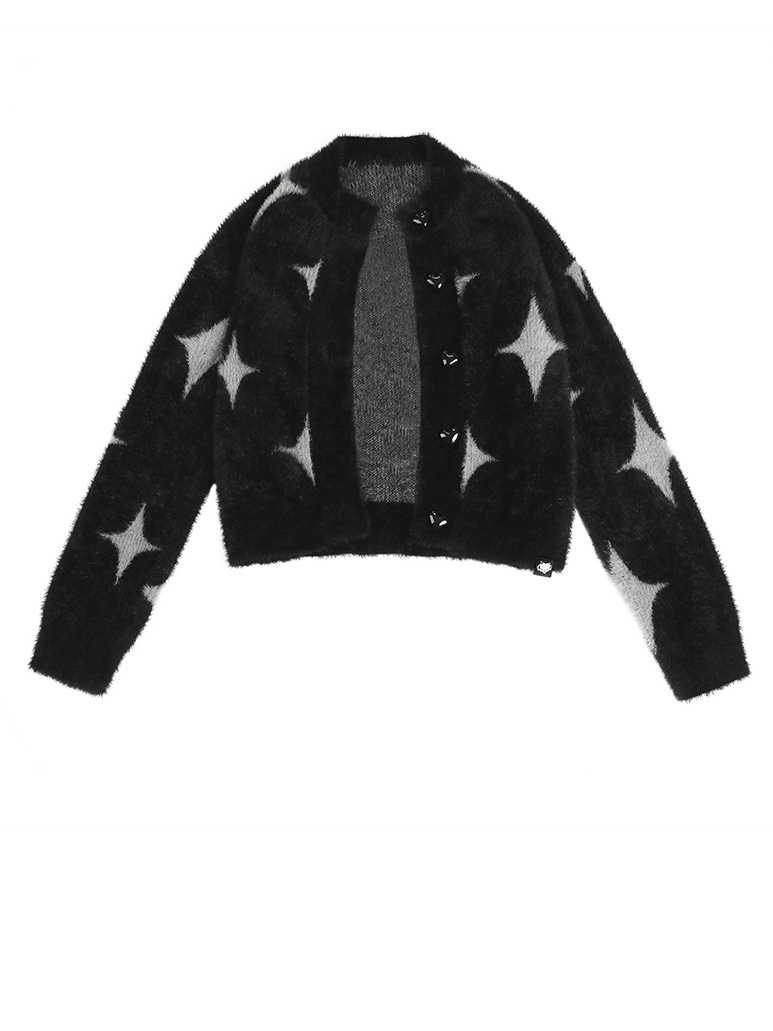 Star Fluffy Knit Camisole&Cardigan Set-up