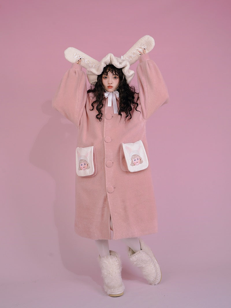 Langer süßer Frill Round-Collar-Mantel