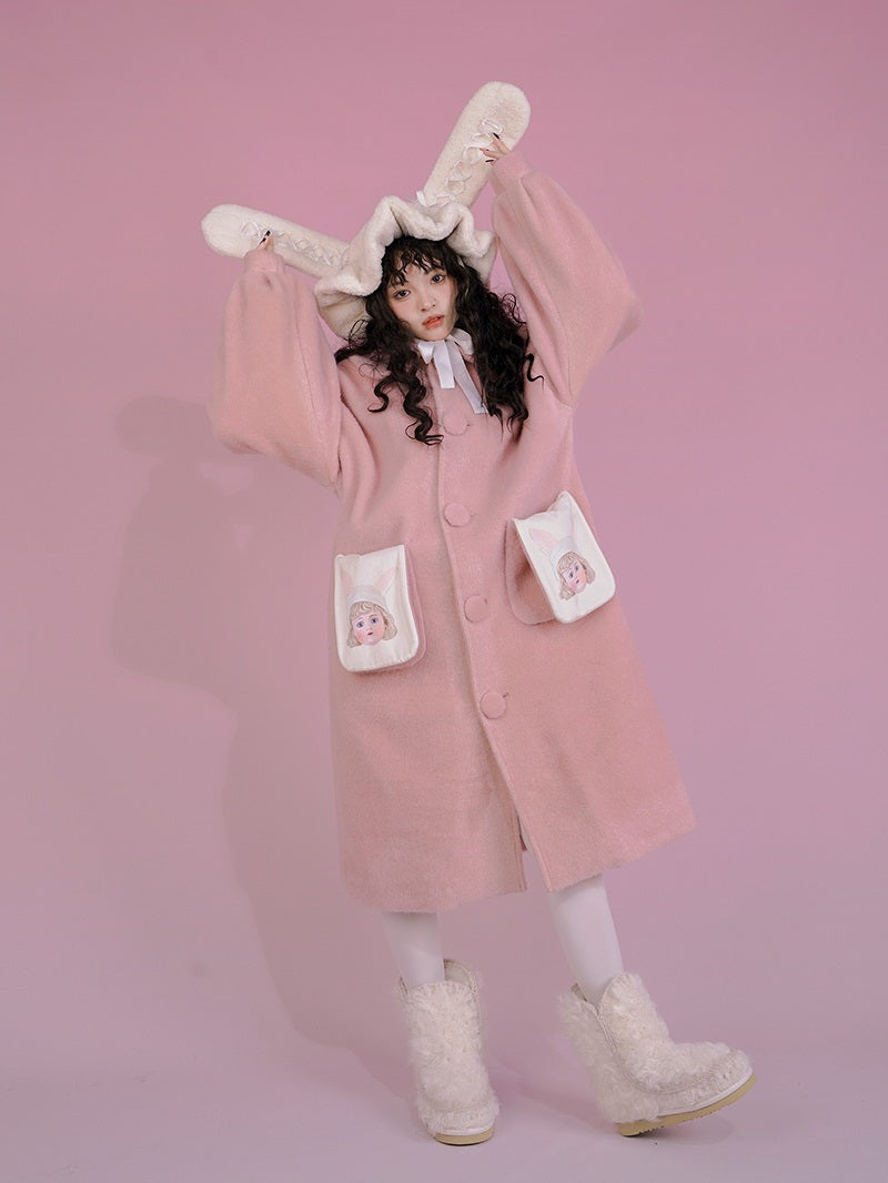 Langer süßer Frill Round-Collar-Mantel