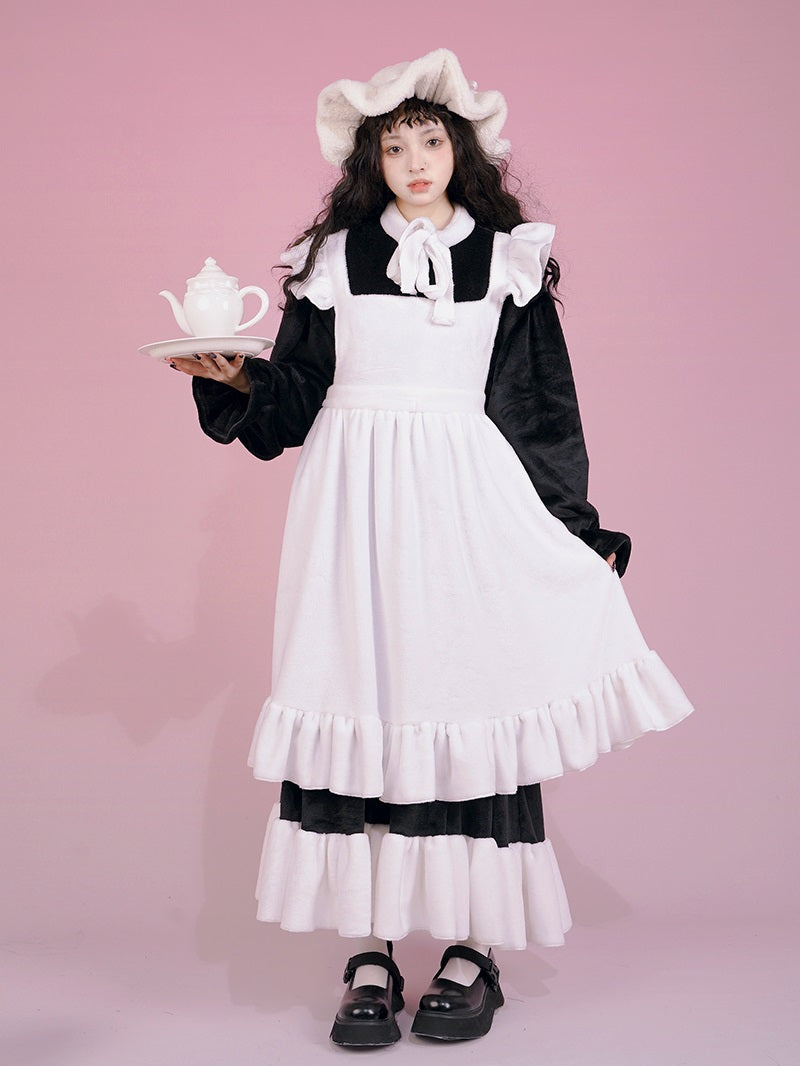 고딕 Lorita Frill Apron Cosplay 원피스
