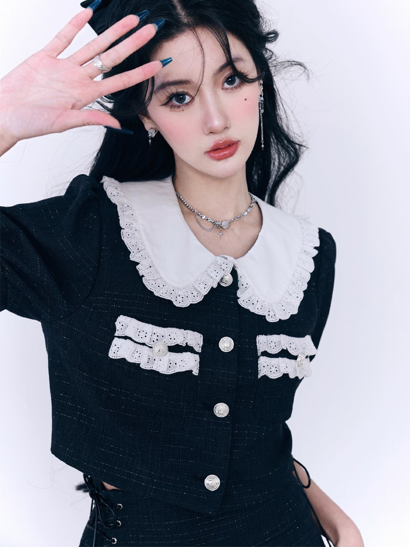Lace Cute Frill Lace Blouse&Skirt