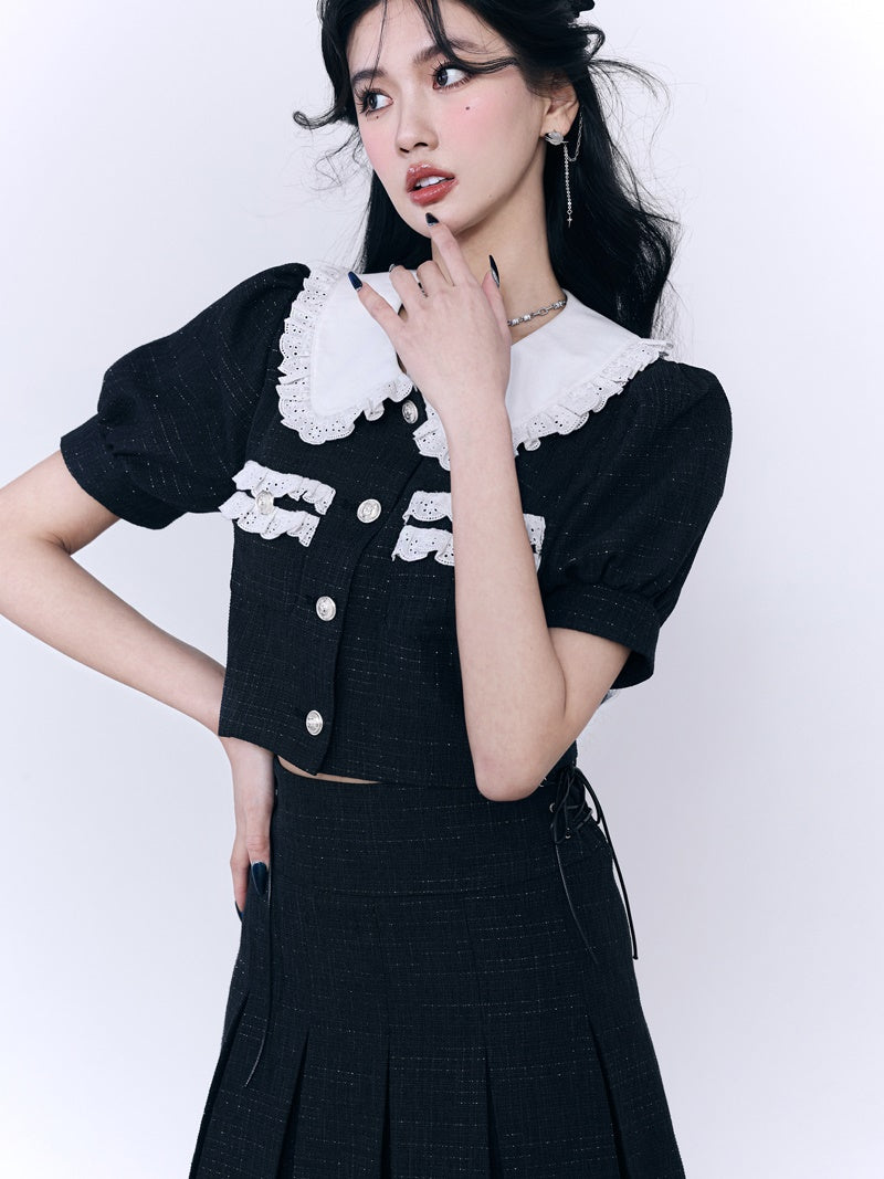 Lace Cute Frill Lace Blouse&Skirt