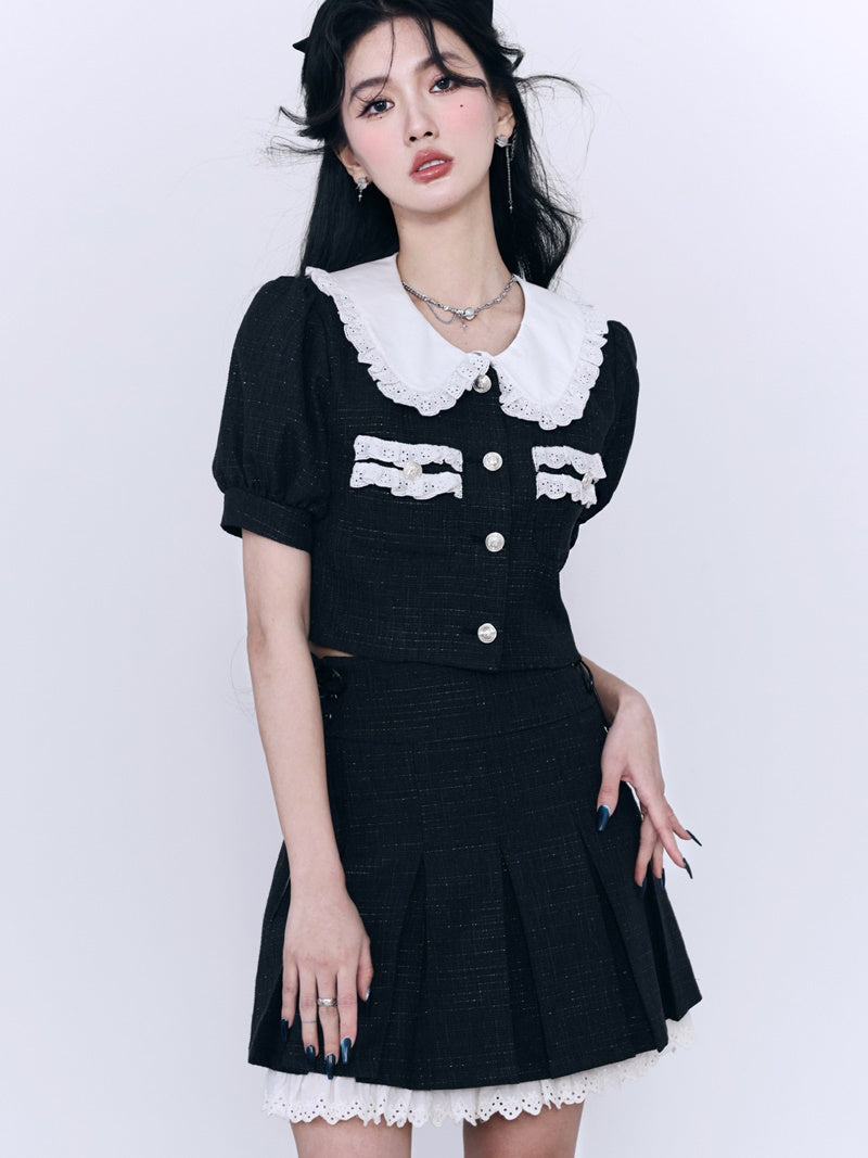 Lace Cute Frill Lace Blouse&Skirt