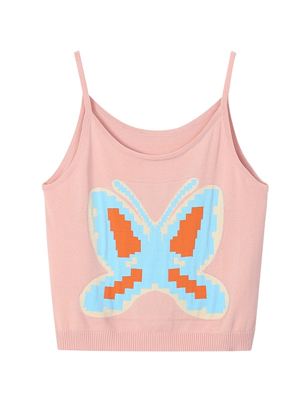 나비 얇은 틈새 틈새 캐미솔