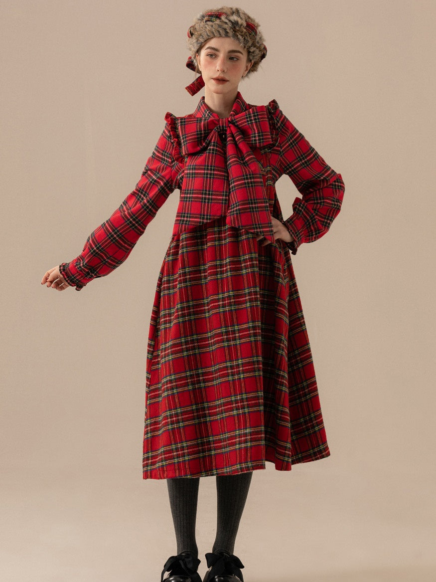 Frill vérifié un long ruban rétro girly une seule pièce