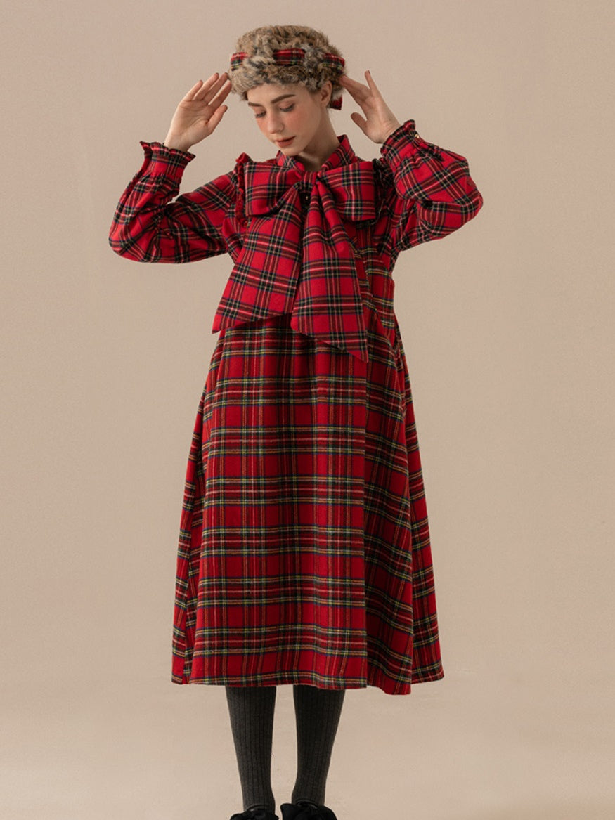Frill vérifié un long ruban rétro girly une seule pièce