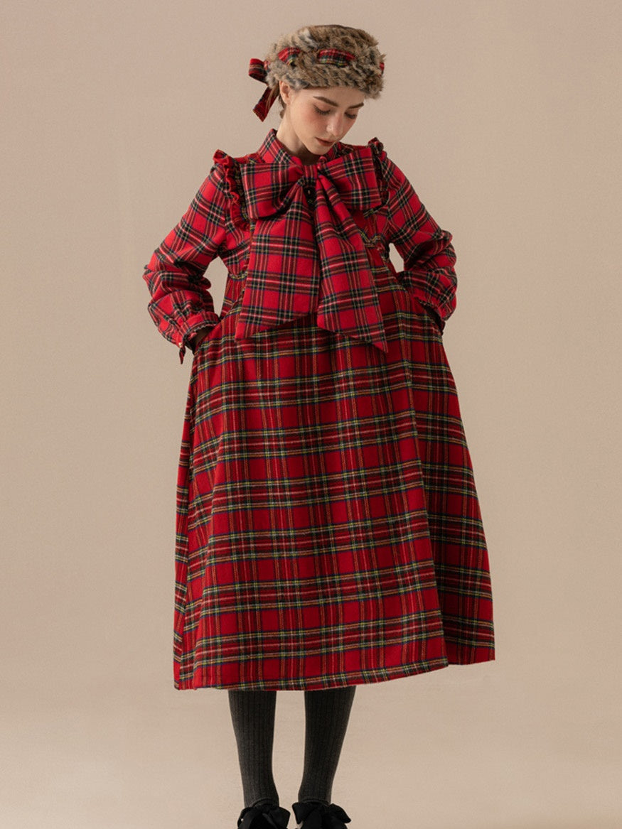Frill vérifié un long ruban rétro girly une seule pièce
