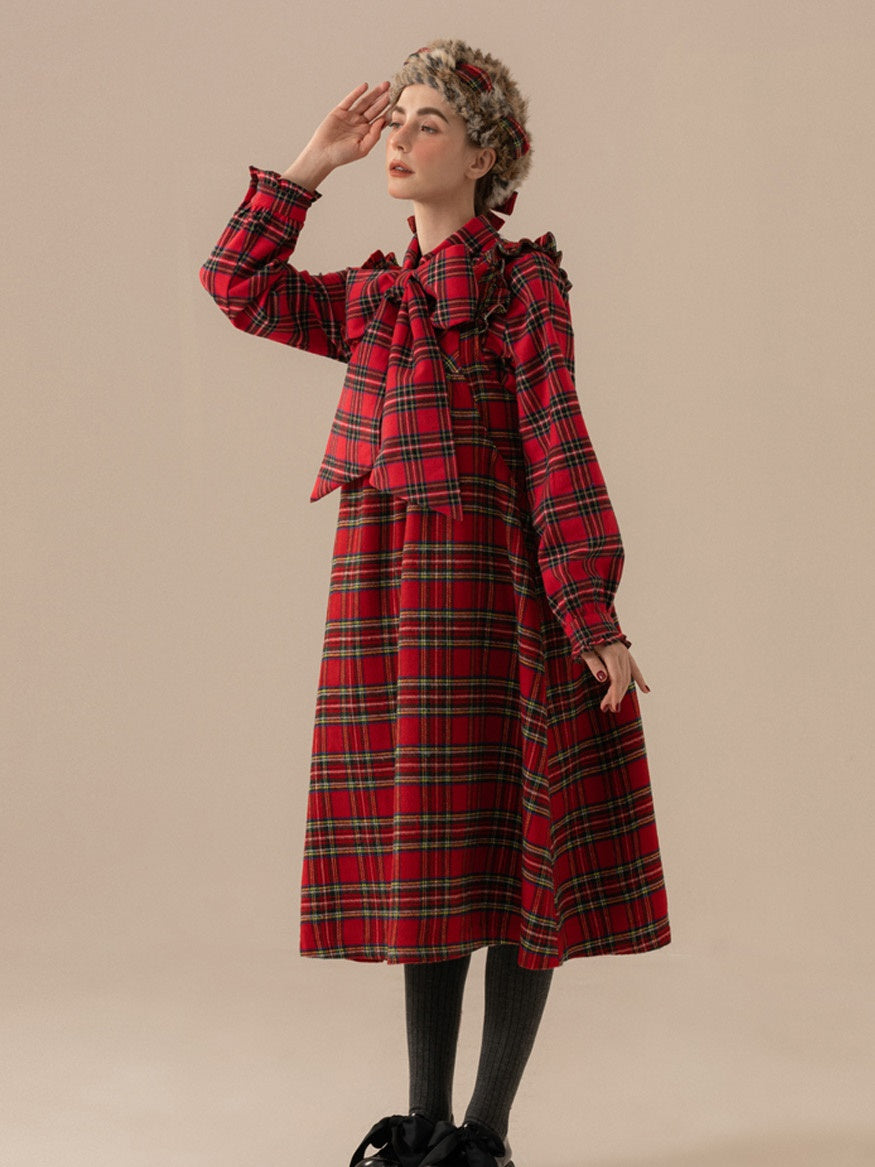 Frill vérifié un long ruban rétro girly une seule pièce