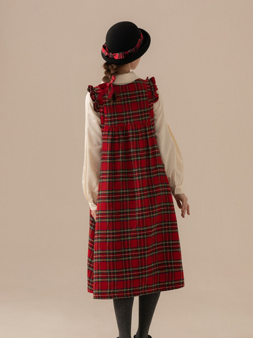 Frill vérifié un long ruban rétro girly une seule pièce