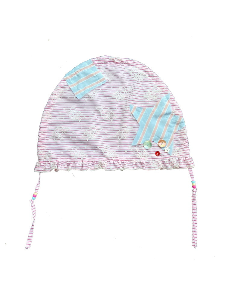 Fancy Frill Retro Flower Embroider Hood