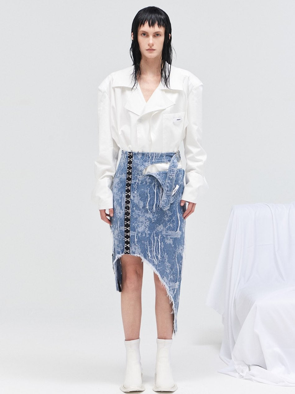 Denim asymmetry nichi à la mode