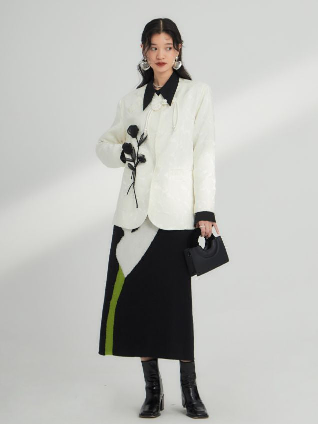 Narcissus Long Knit Retro Skirt