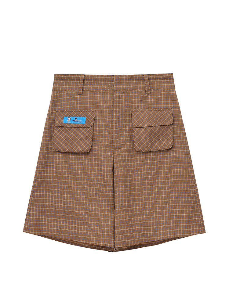 CHECKED FANCY FLARE CASUAL SHORT-PANTS