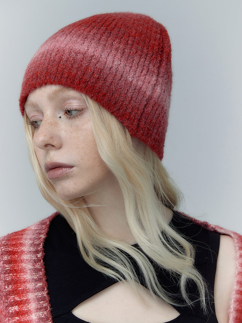 BORDER WARM SIMPLE KNIT-HAT