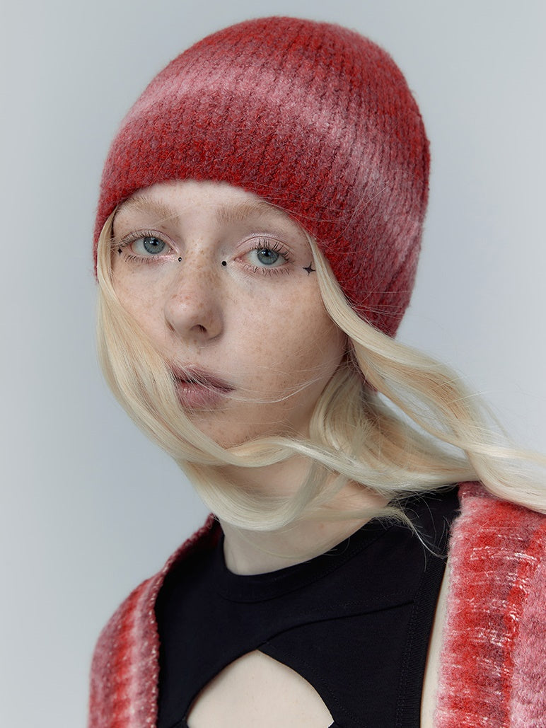 BORDER WARM SIMPLE KNIT-HAT