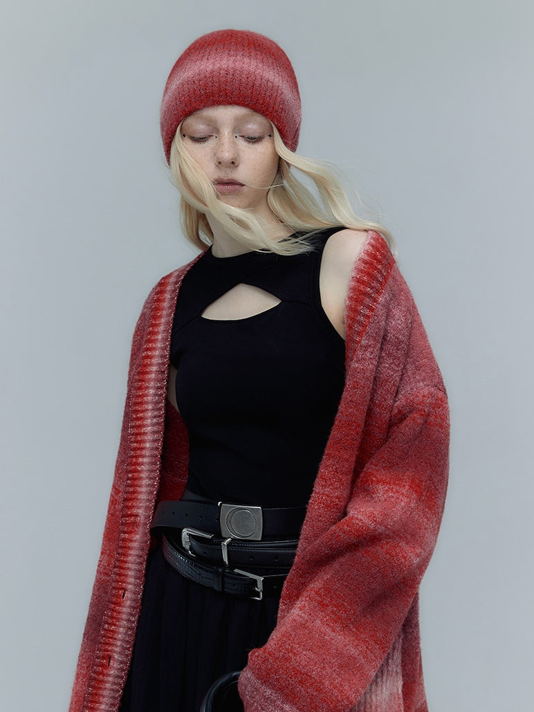 BORDER WARM SIMPLE KNIT-HAT