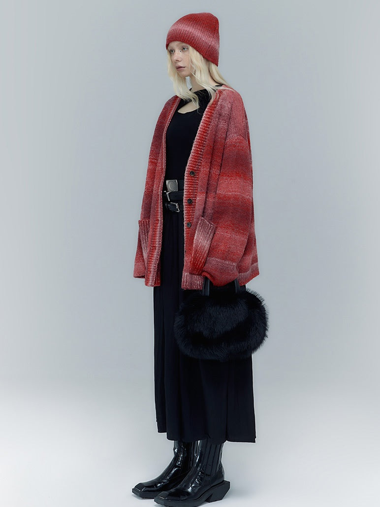 BORDER WARM SIMPLE KNIT-HAT