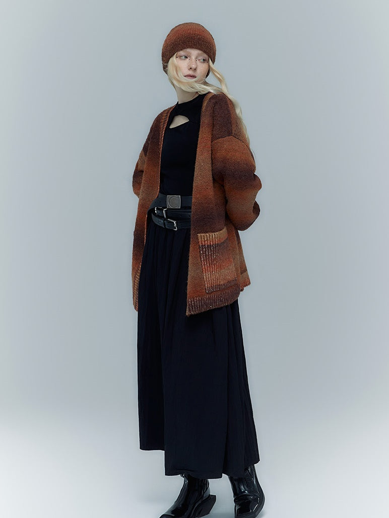 BORDER WARM SIMPLE KNIT-HAT