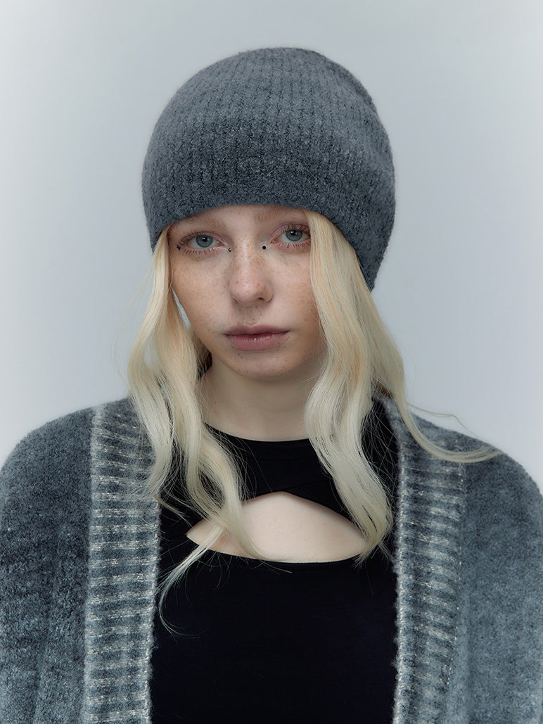BORDER WARM SIMPLE KNIT-HAT