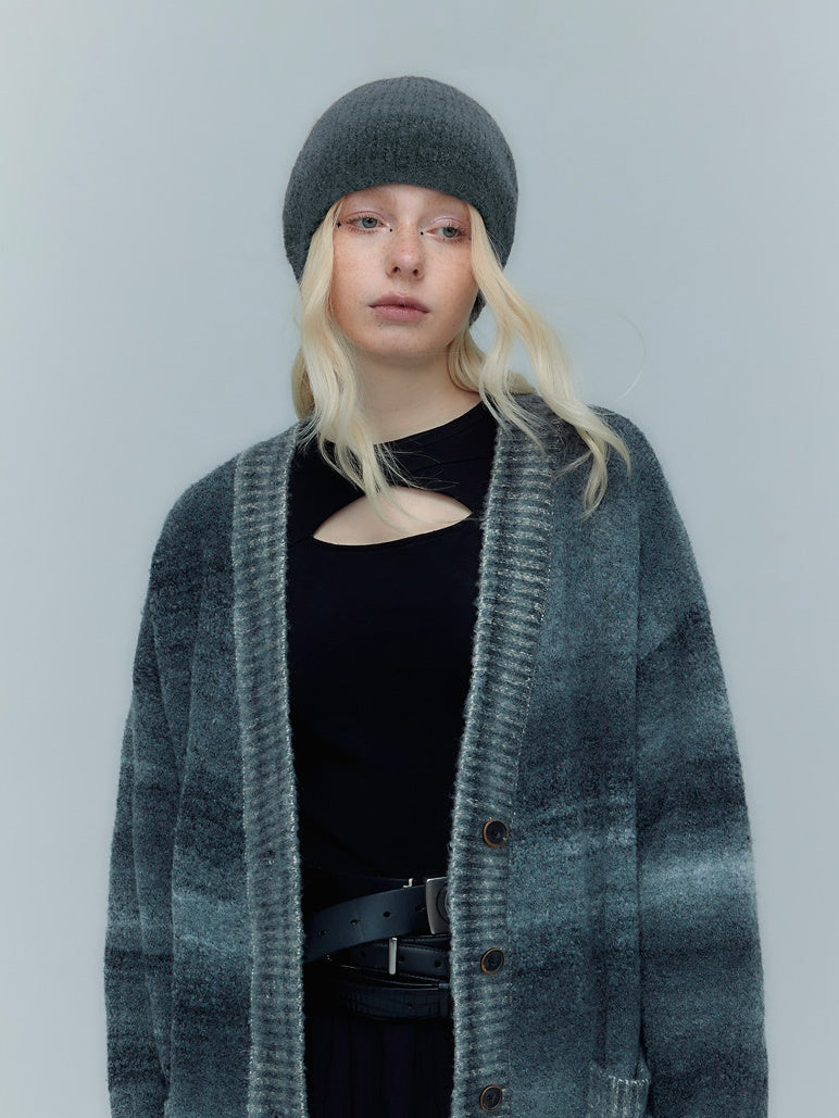 BORDER WARM SIMPLE KNIT-HAT