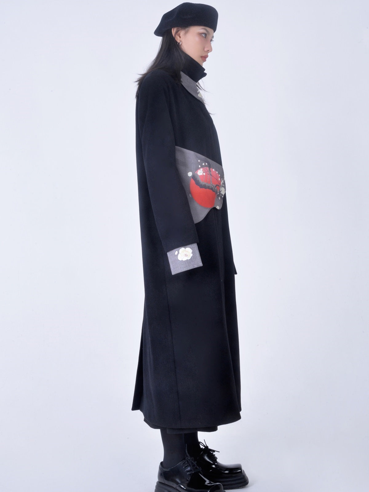 Japanese-style long wool nichi coat