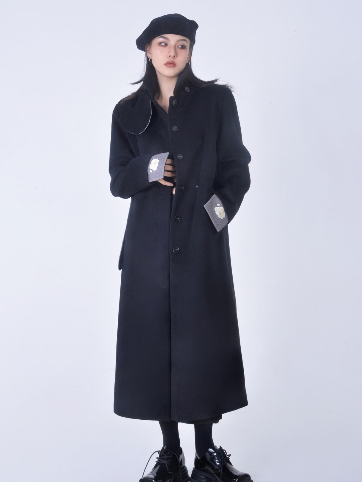 Japanese-style long wool nichi coat