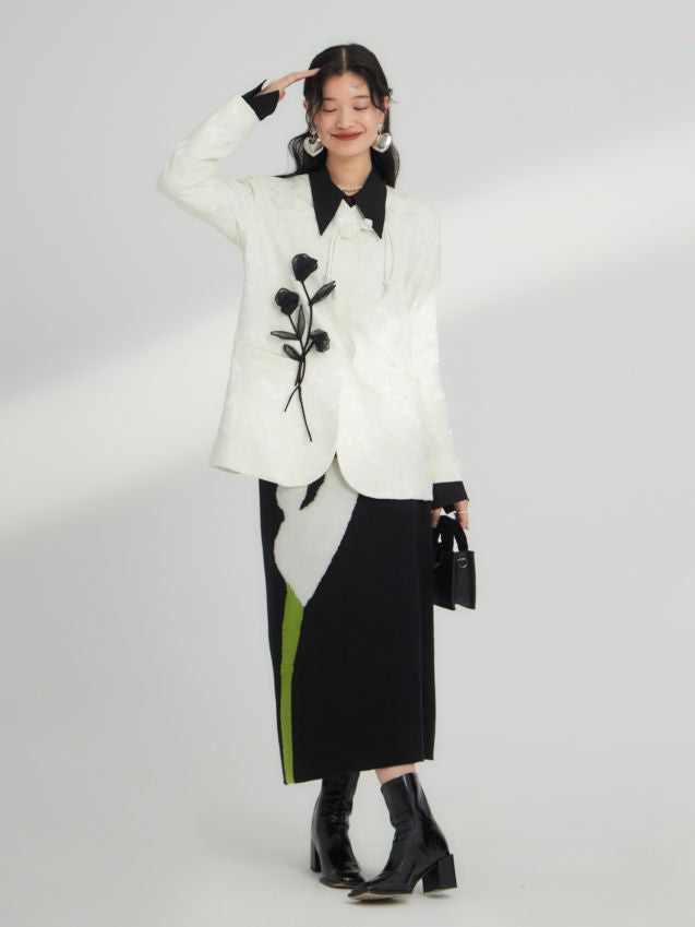 Narcissus Long Knit Retro Skirt