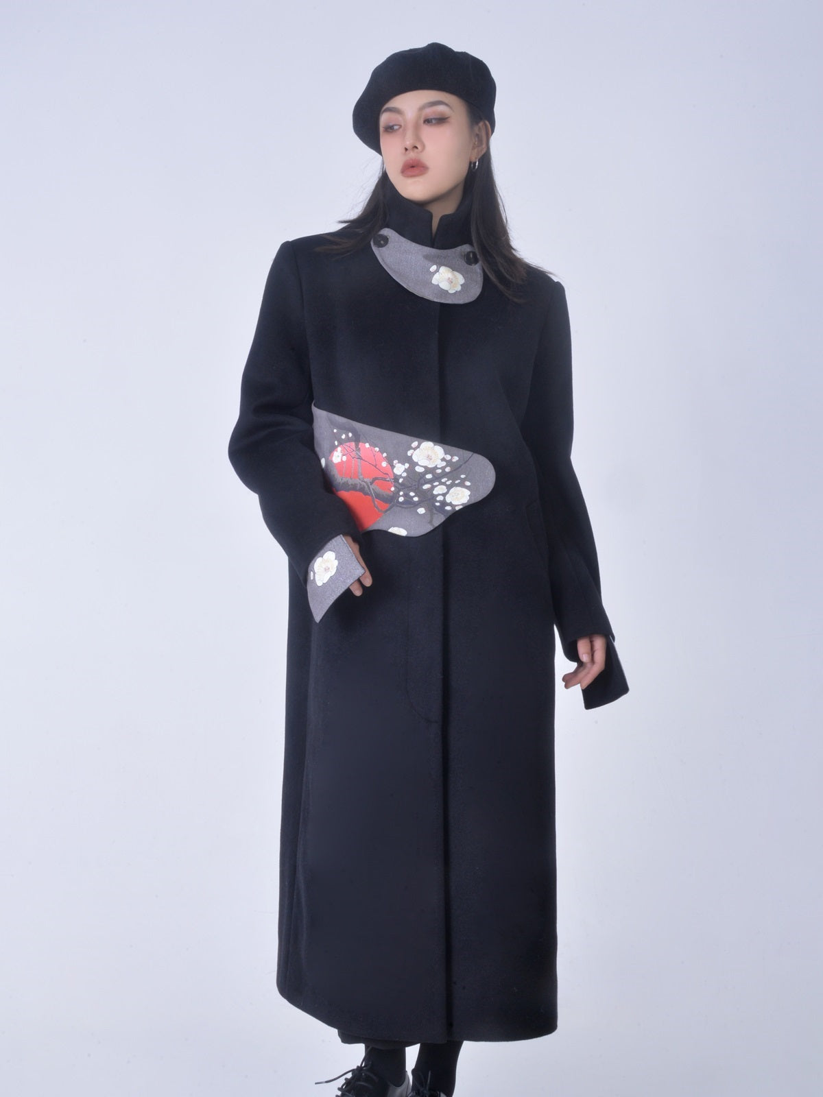 Japanese-style long wool nichi coat