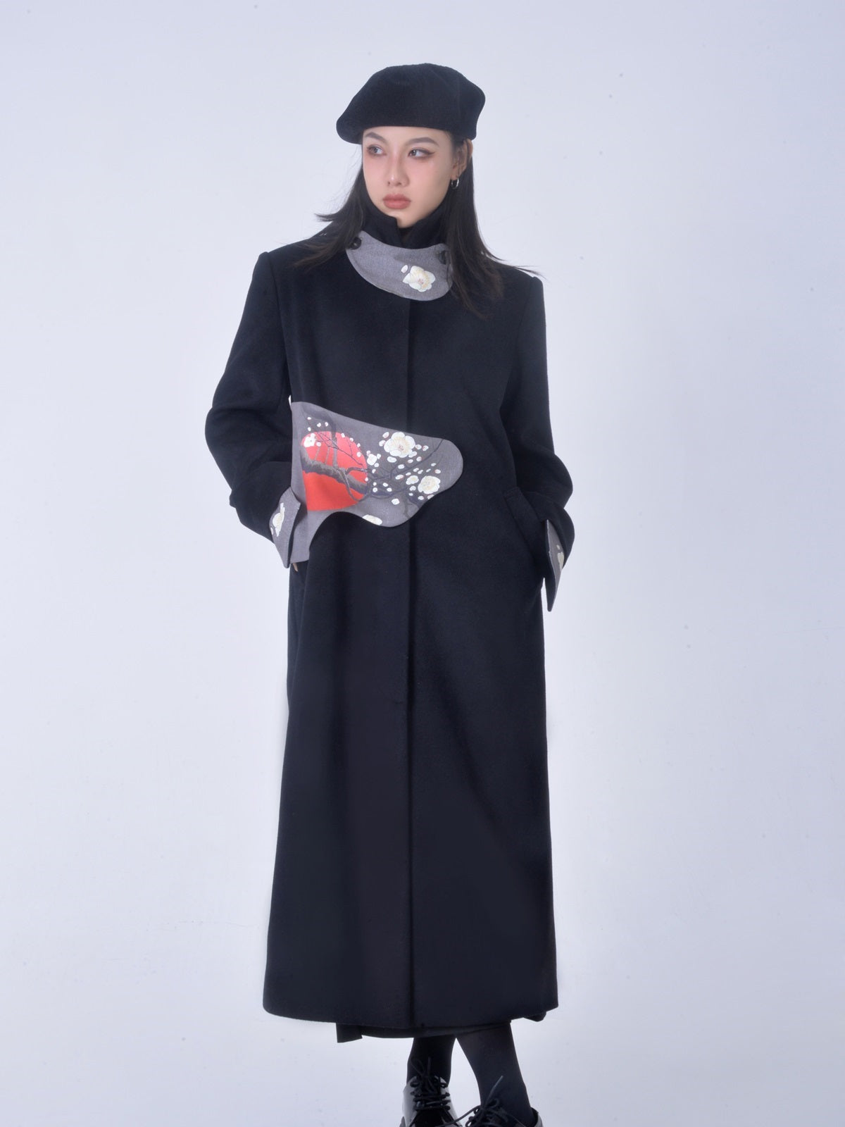 Japanese-style long wool nichi coat