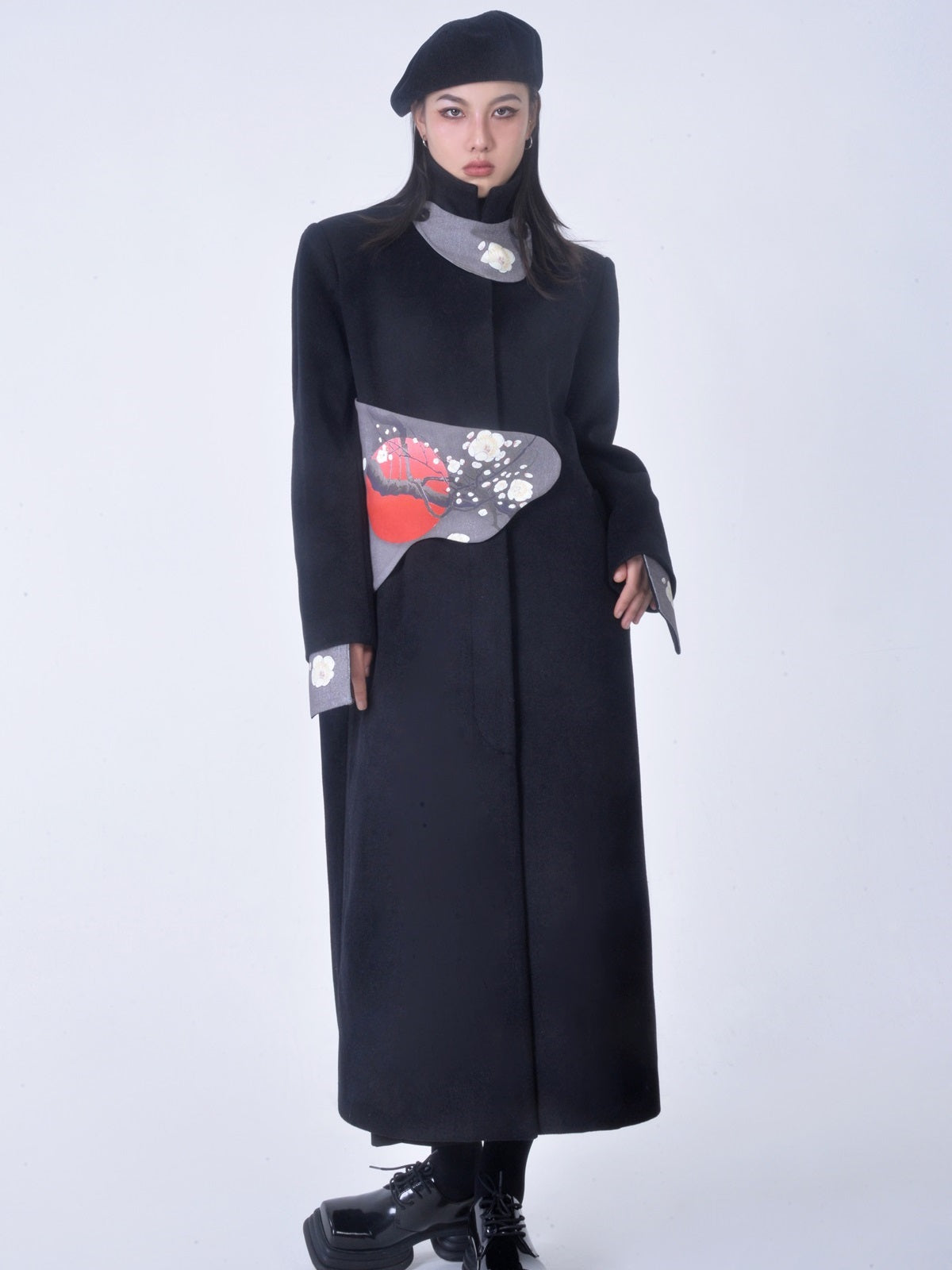 Japanese-style long wool nichi coat