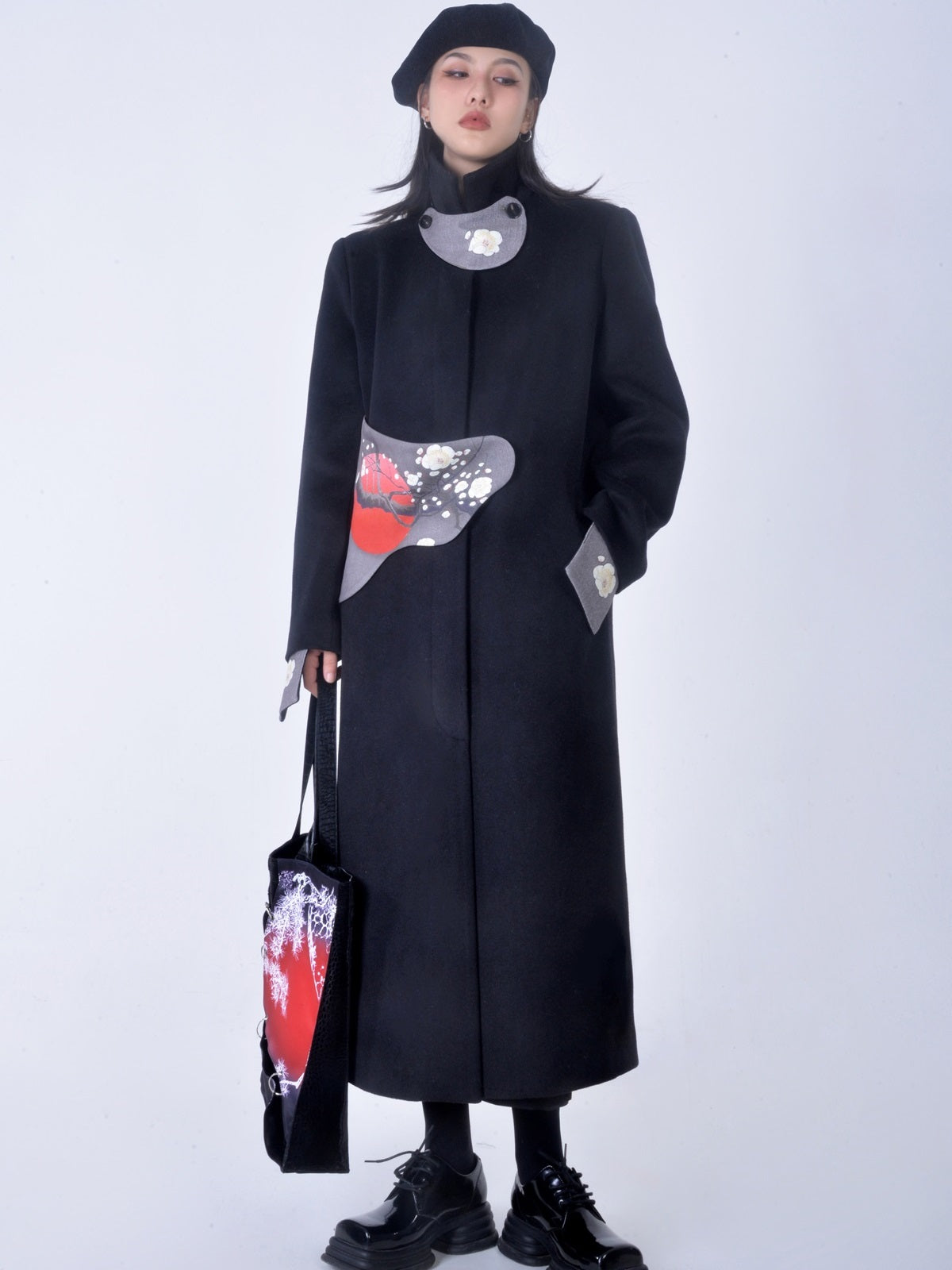 Japanese-style long wool nichi coat