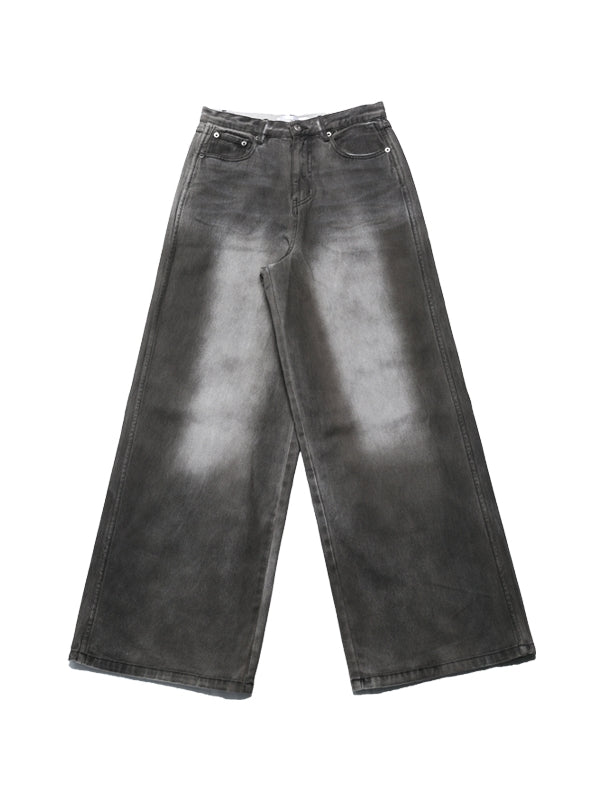 페이드-데님 청바지 넓은 시원한 바지