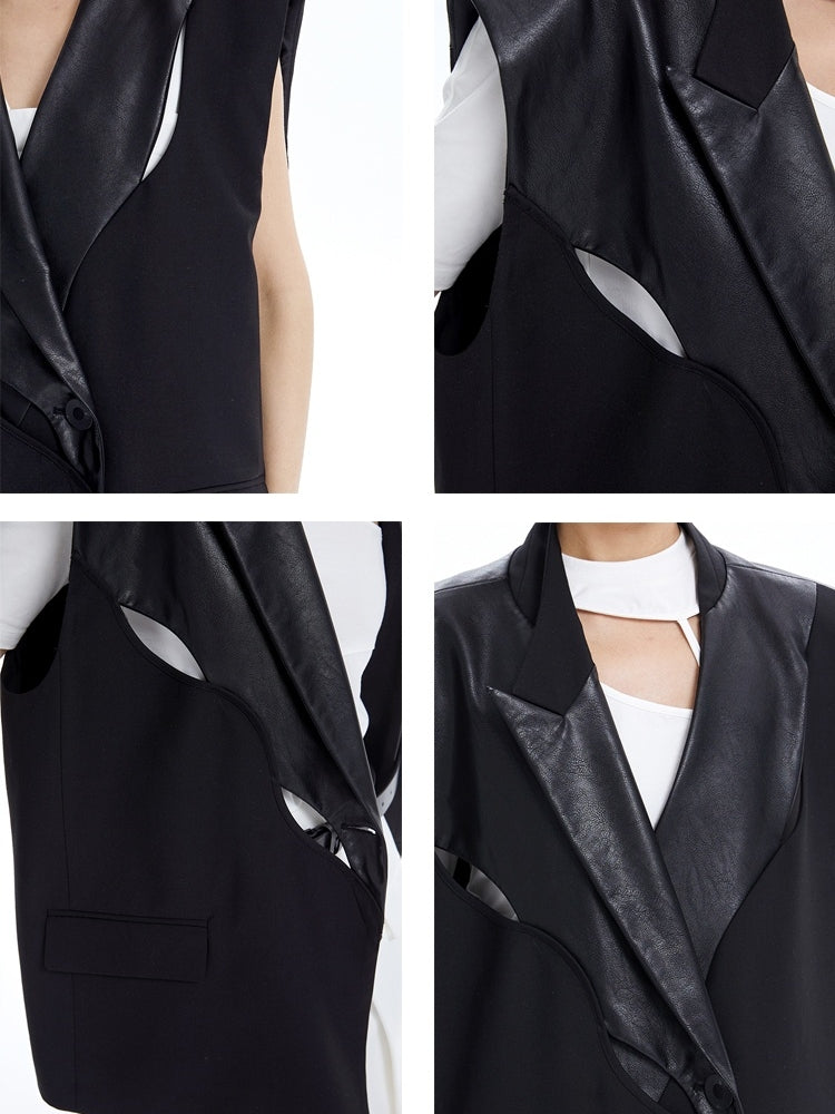 Sleevels Leather Loose Jacket Vest