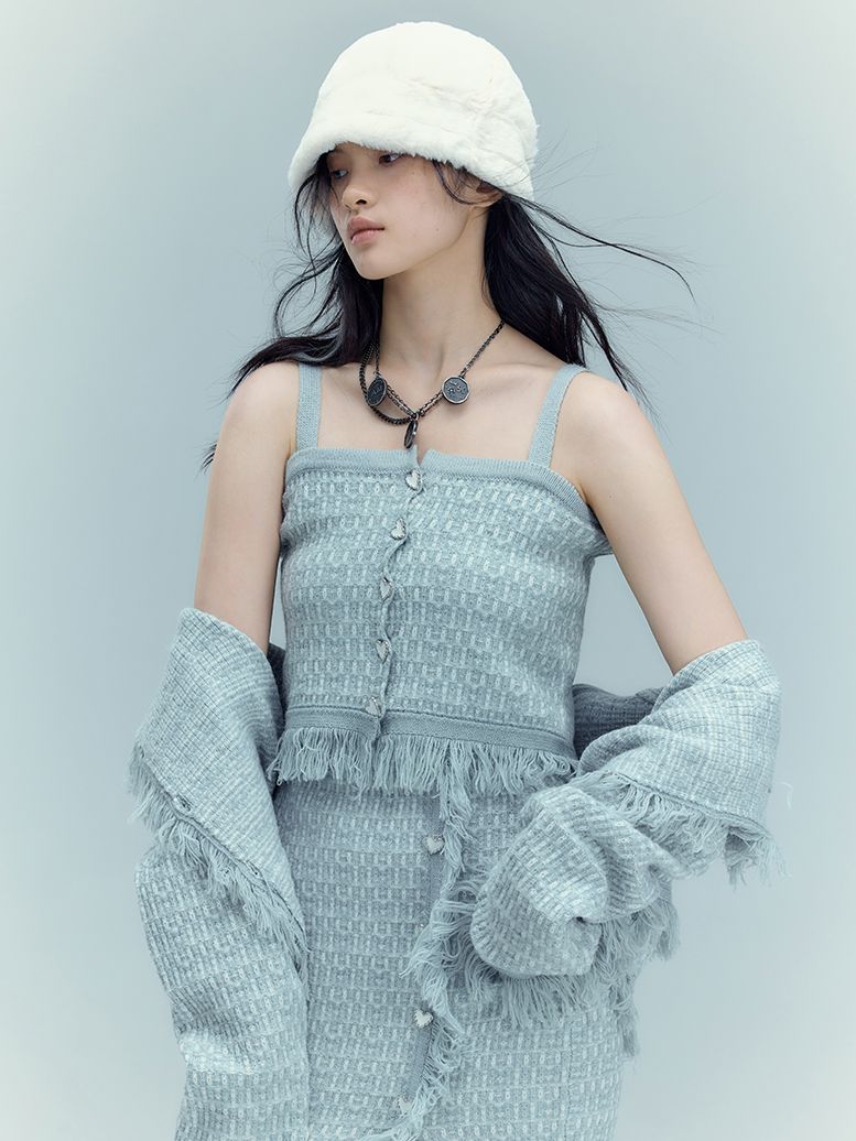 Knit Classy Jacket&Camisole&Skirt