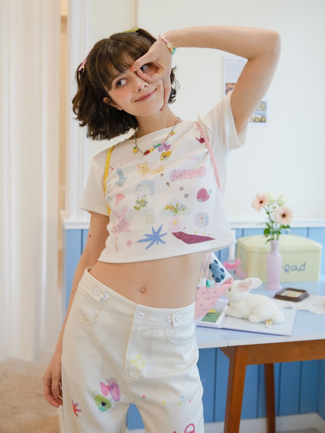 Scribble Fancy Casual Cropped T-shirt