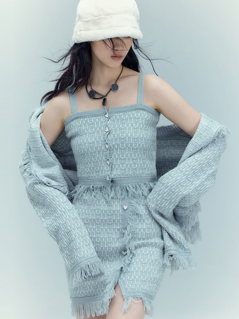 Knit Classy Jacket&Camisole&Skirt