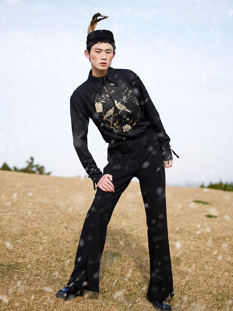 Embroidery CHINA maocollar Retro Tops