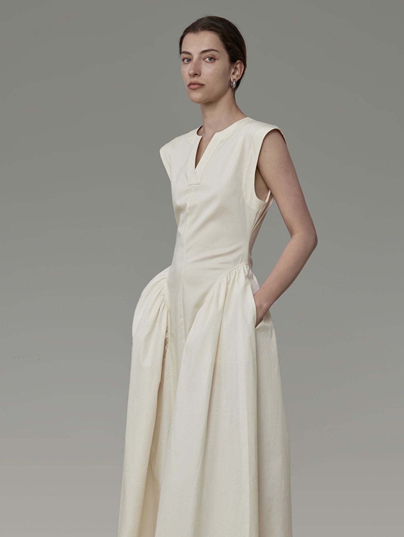 Flare Classy Chic Sleeveress V-Cut Long-ONE-PIECE