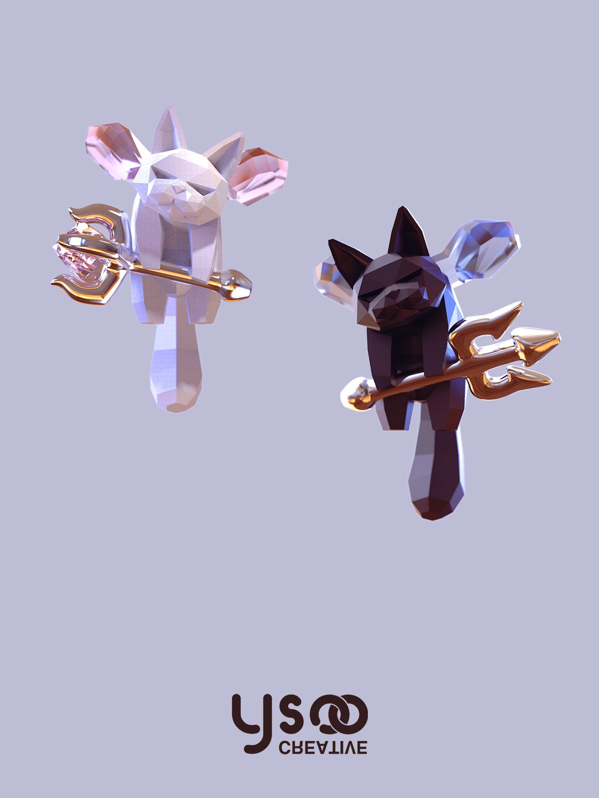 데몬 귀여운 뚫린 귀걸이