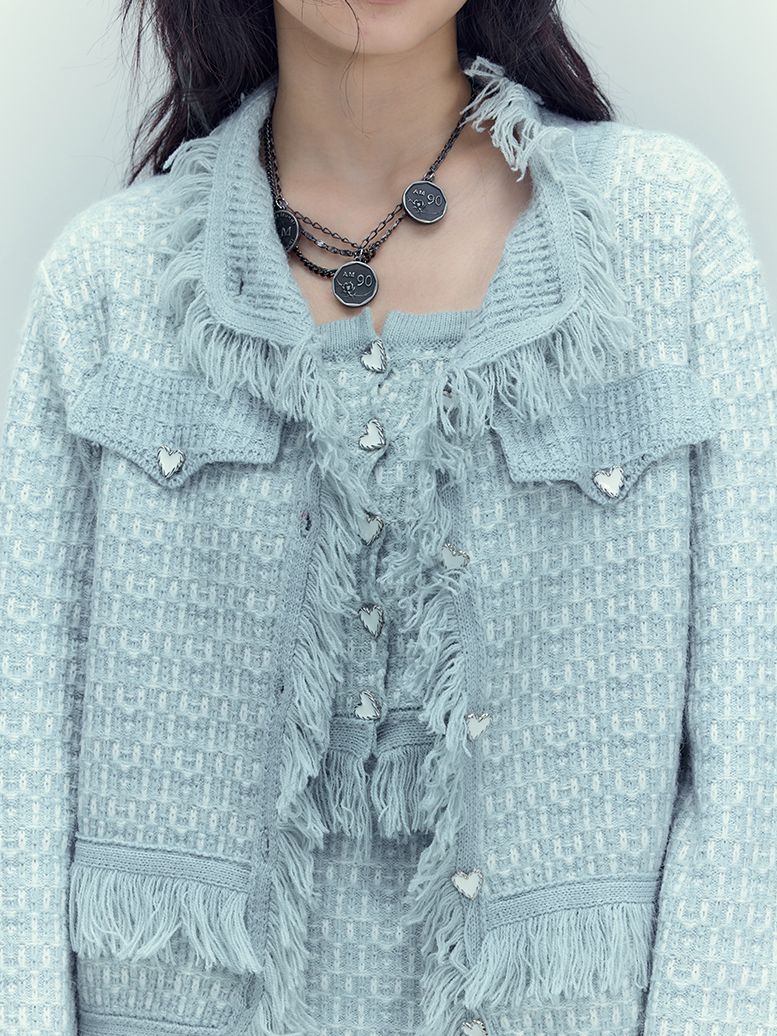 Knit Classy Jacket&Camisole&Skirt